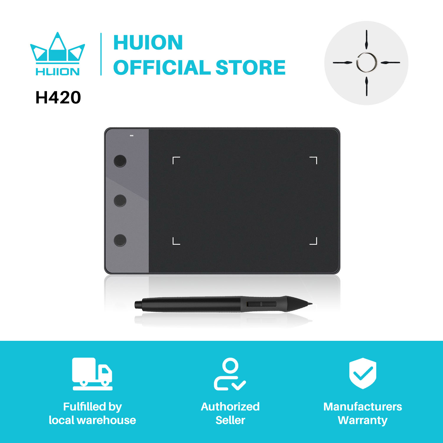 HUION-신제품 H420 그래픽 태블릿 4 